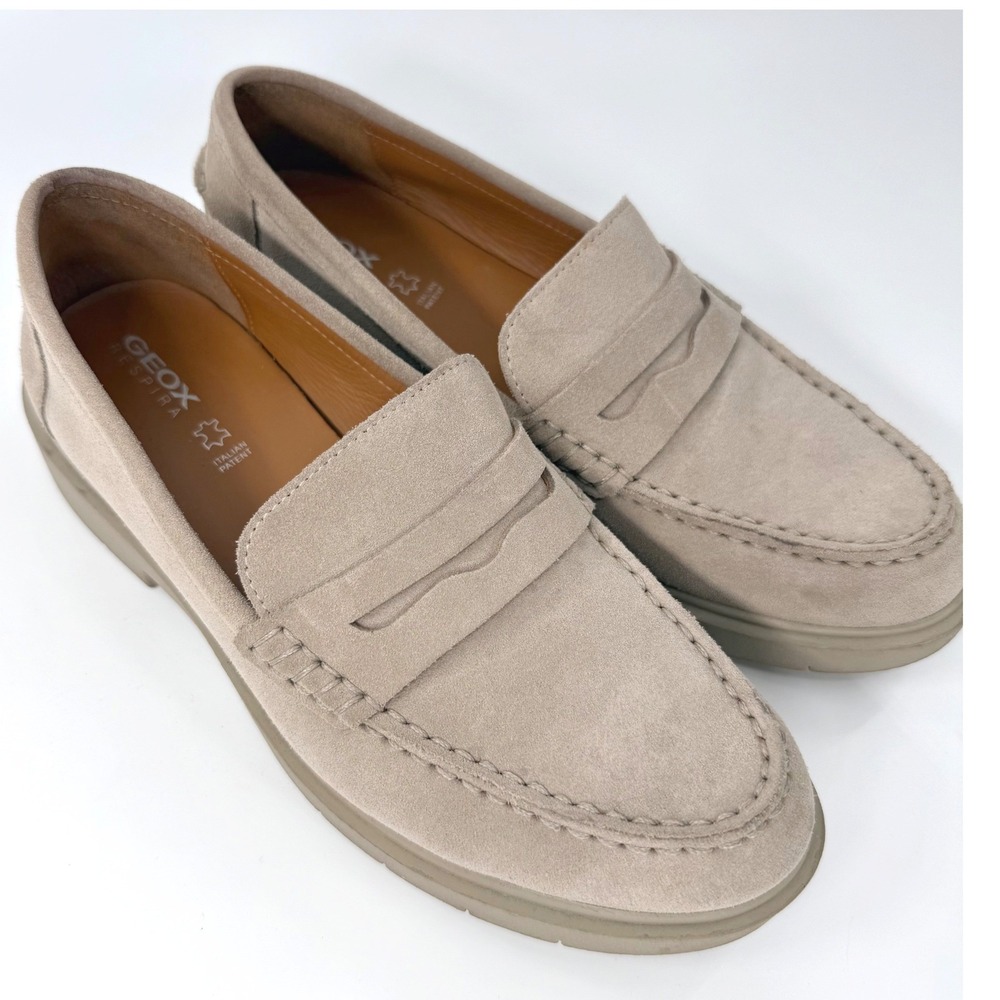Geox Spherica Penny Loafers Women EU 40 Taupe Suede D25QRA Excellent Condition